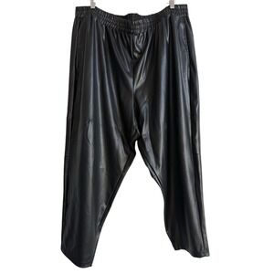 Fabletics Jogger Pants Women's 3X Black Vegan Leather High Waisted Pull On Relax